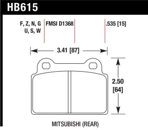 Mitsubishi Lancer Brake Pads - Rear - Hawk Performance - HPS 5.0 - `08-`14